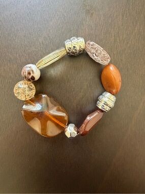 Amber Beaded Stretch Bracelet